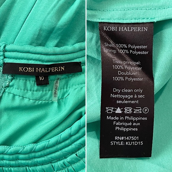 Kobi Halperin Robin Shirred Halter Neck Dress Sleeveless Tiered Midi Green Sz 10 - Picture 6 of 6